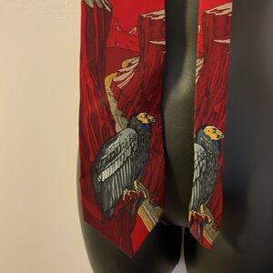 World Wildlife Fund Vintage 1993 California Condor Red Silk Necktie Tie
